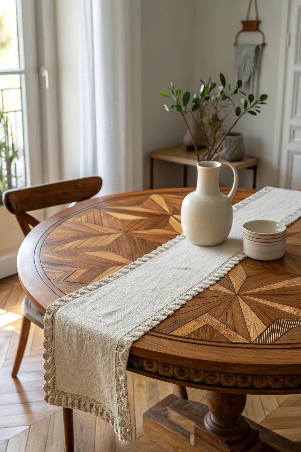 Elevate your decor with luxurious inlaid wood patterns that add sophistication and style.