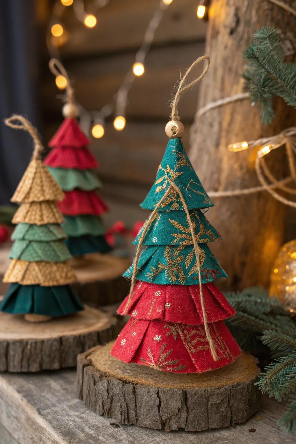 Add a rustic, homemade touch with these charming fabric ornaments. 🎄 #RusticDecor #YuleTraditions