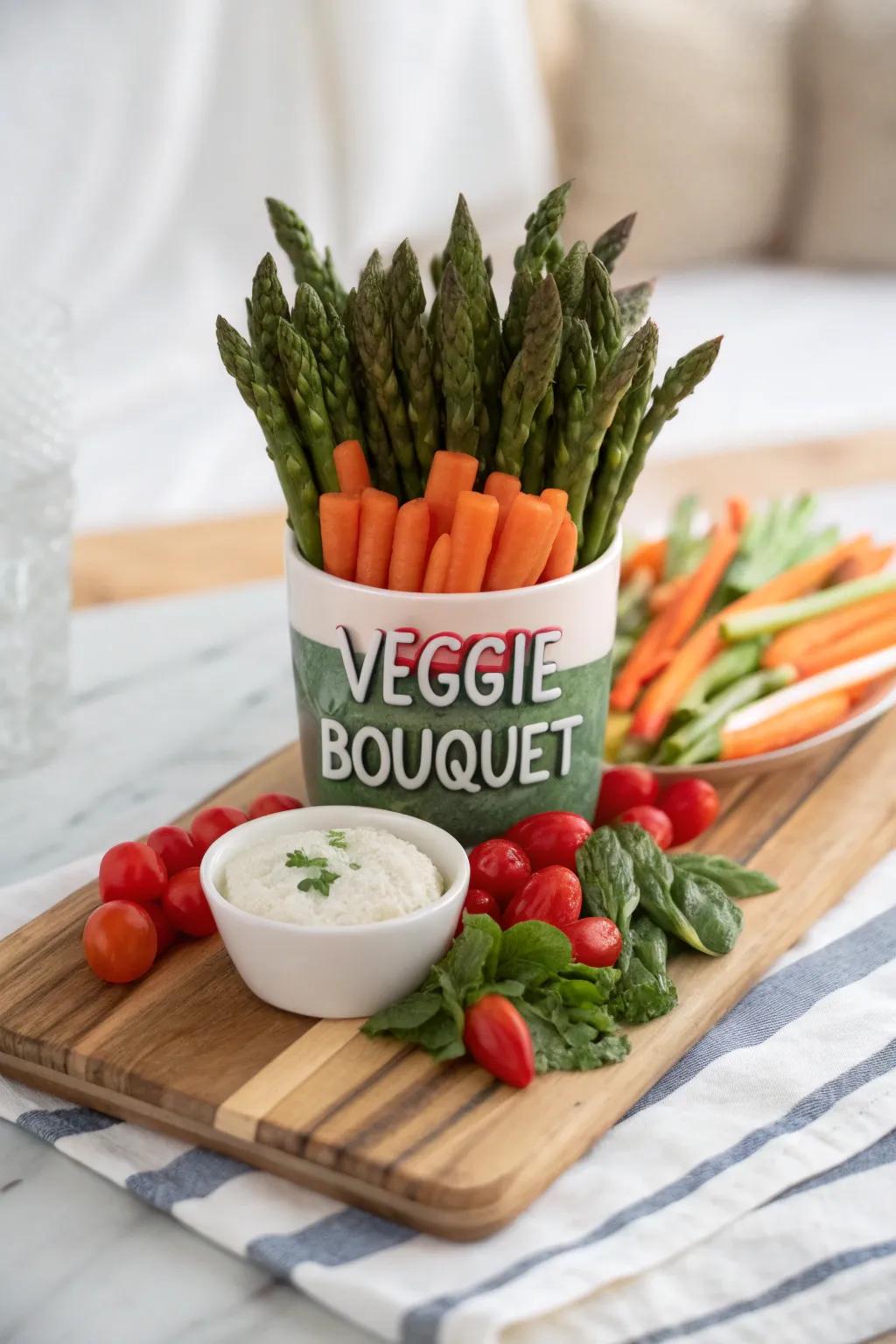 A blooming bouquet of veggies brings fresh flavor to your festivities. 💐 #VeggieBouquet #FreshIdeas