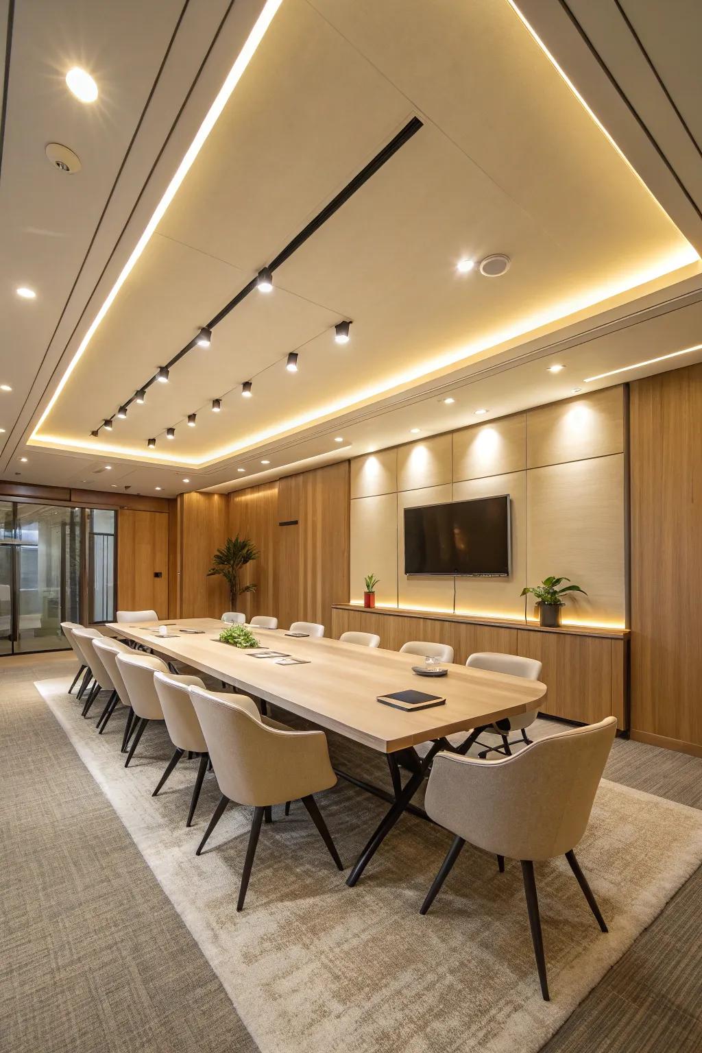 Experience ultimate convenience with smart lighting systems that adapt to your conference room needs seamlessly.