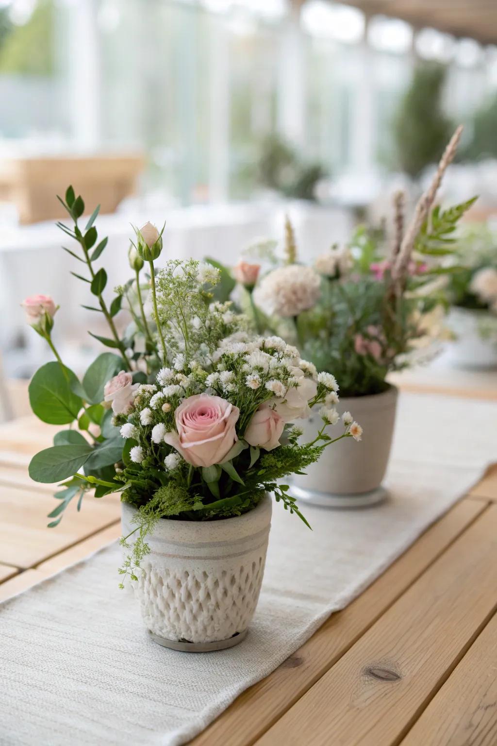 Bring a touch of nature indoors with a miniature garden bouquet.