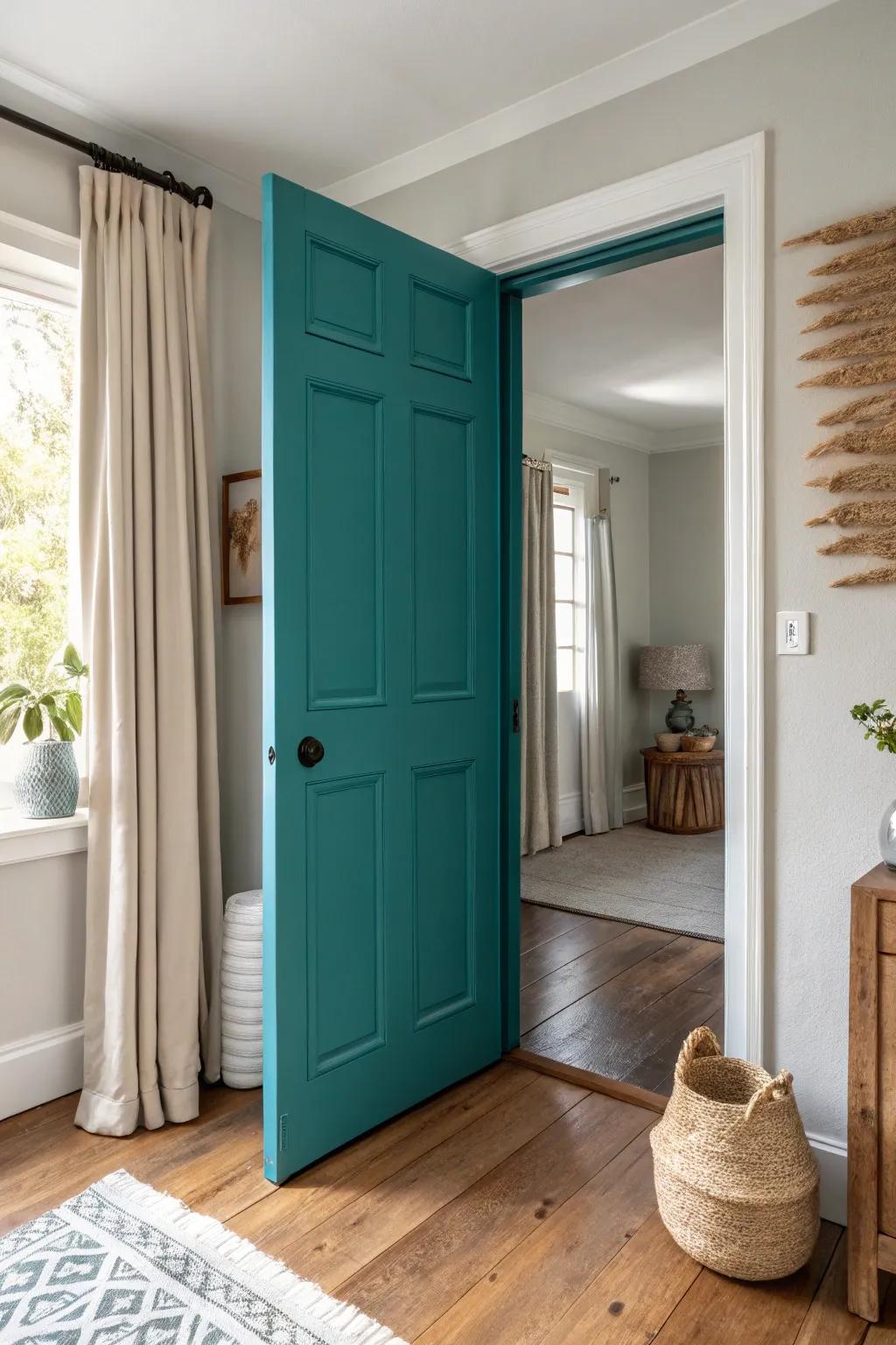 Revamp your entryway with a painted closet door makeover. 🎨 #FreshLook #VibrantSpaces #CreativeInteriors