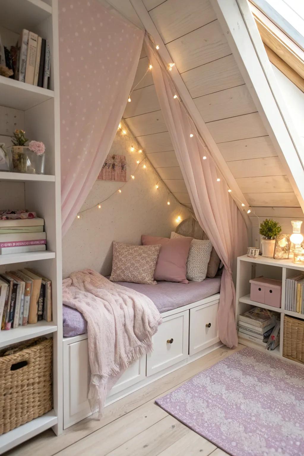Discover hidden gems like a secret reading nook, adding intrigue and charm to your attic.