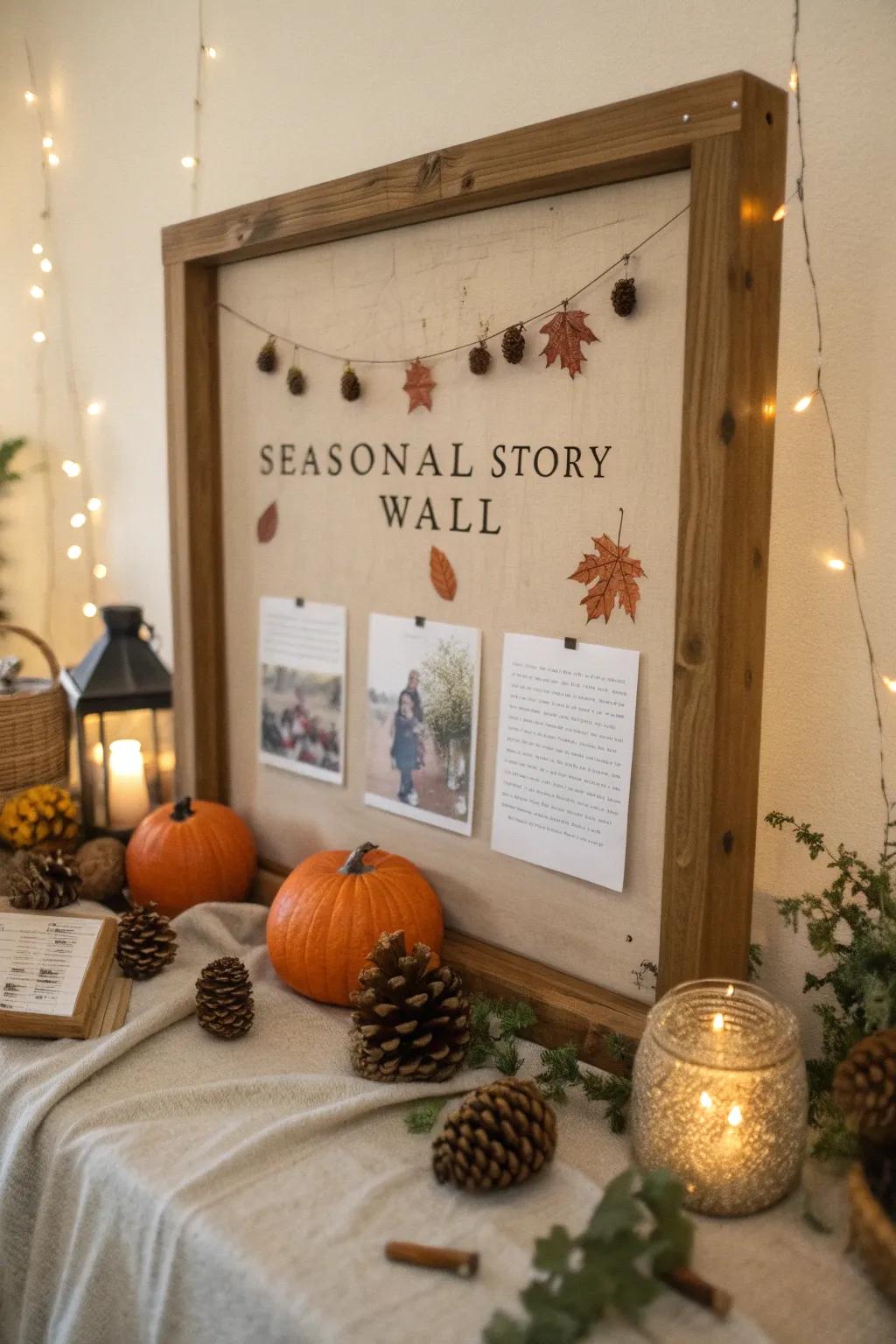 Embark on a journey through autumn with a story wall that captivates. #StoryWall #SeasonalTales