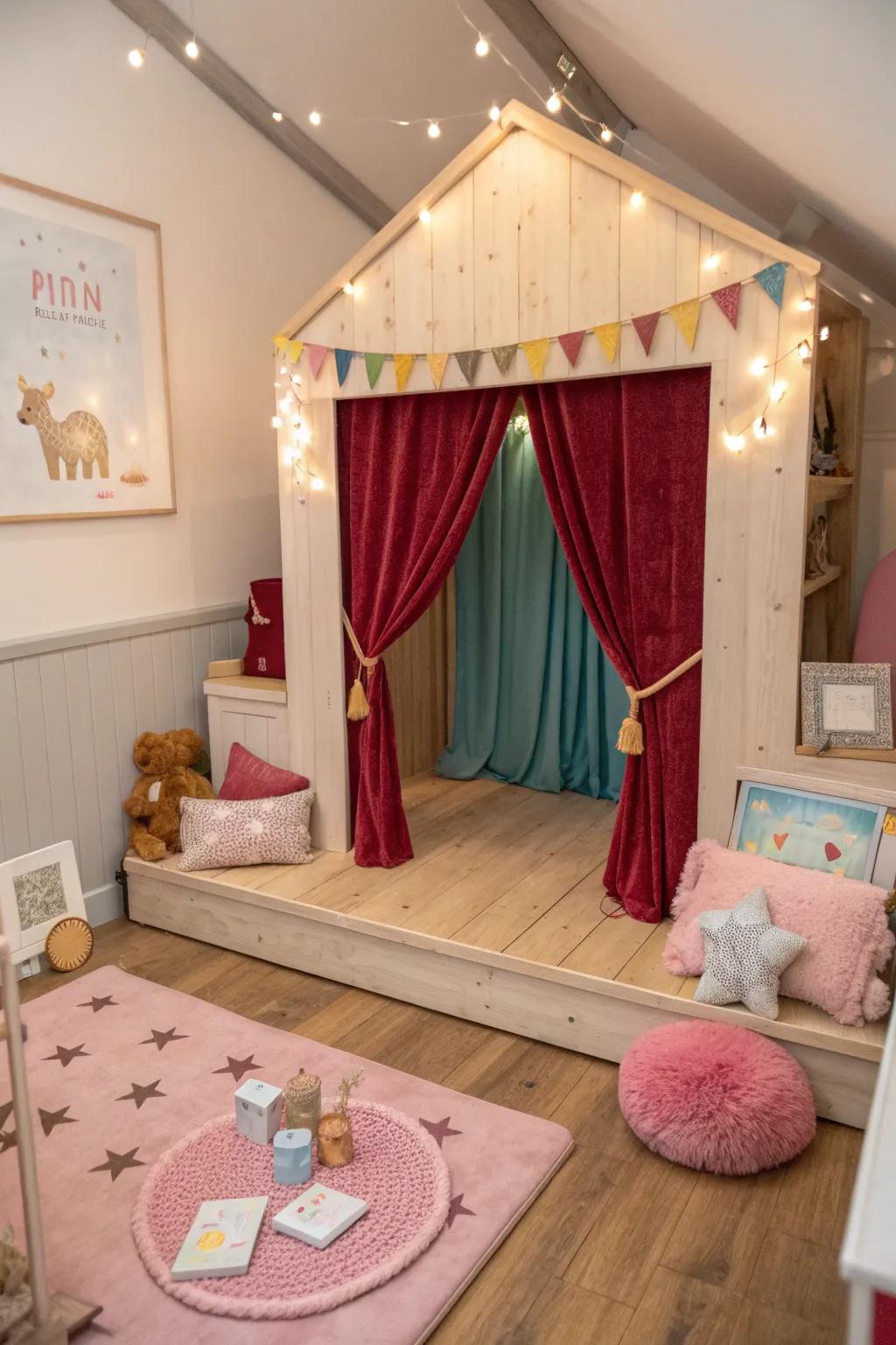 Step into the spotlight with a mini theater that invites creativity and performance.