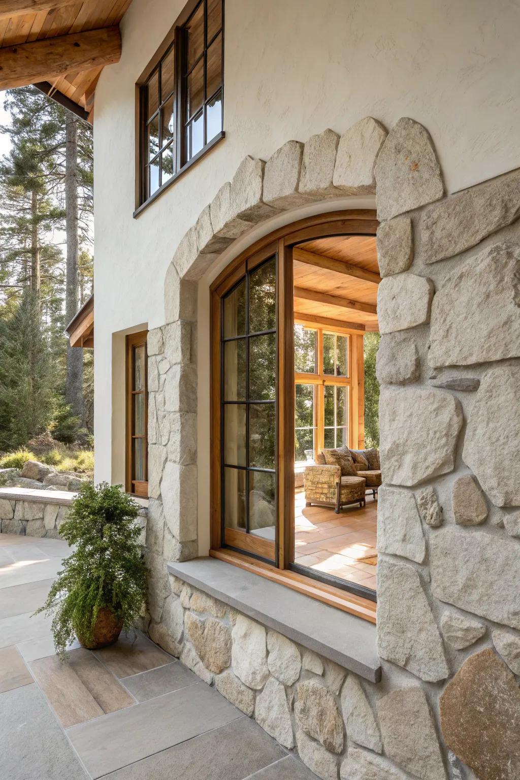 Mix stucco with stone for a natural yet modern exterior. #NaturalElegance #HomeContrast