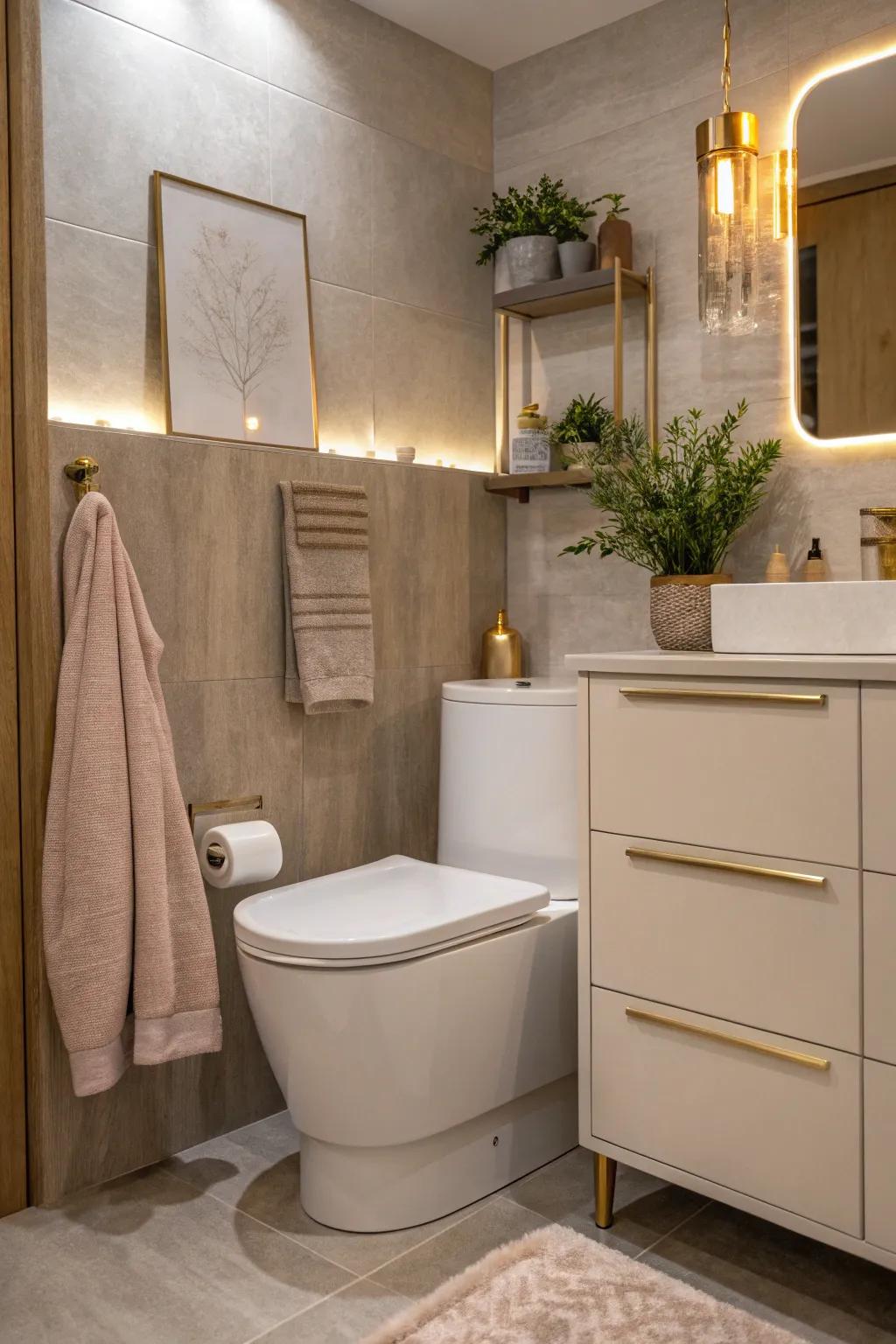 A multi-functional bathroom blends beauty with practicality, making every inch count.
