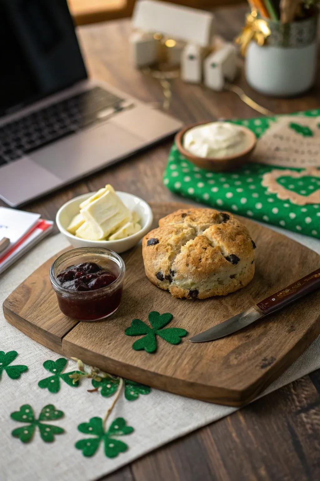 Savor the taste of tradition with Irish soda bread that's a perfect addition to your office celebration. 🍞🍀 #Tradition #OfficeSnacks