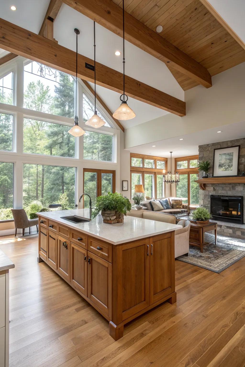 Add warmth and charm with natural wood finishes.