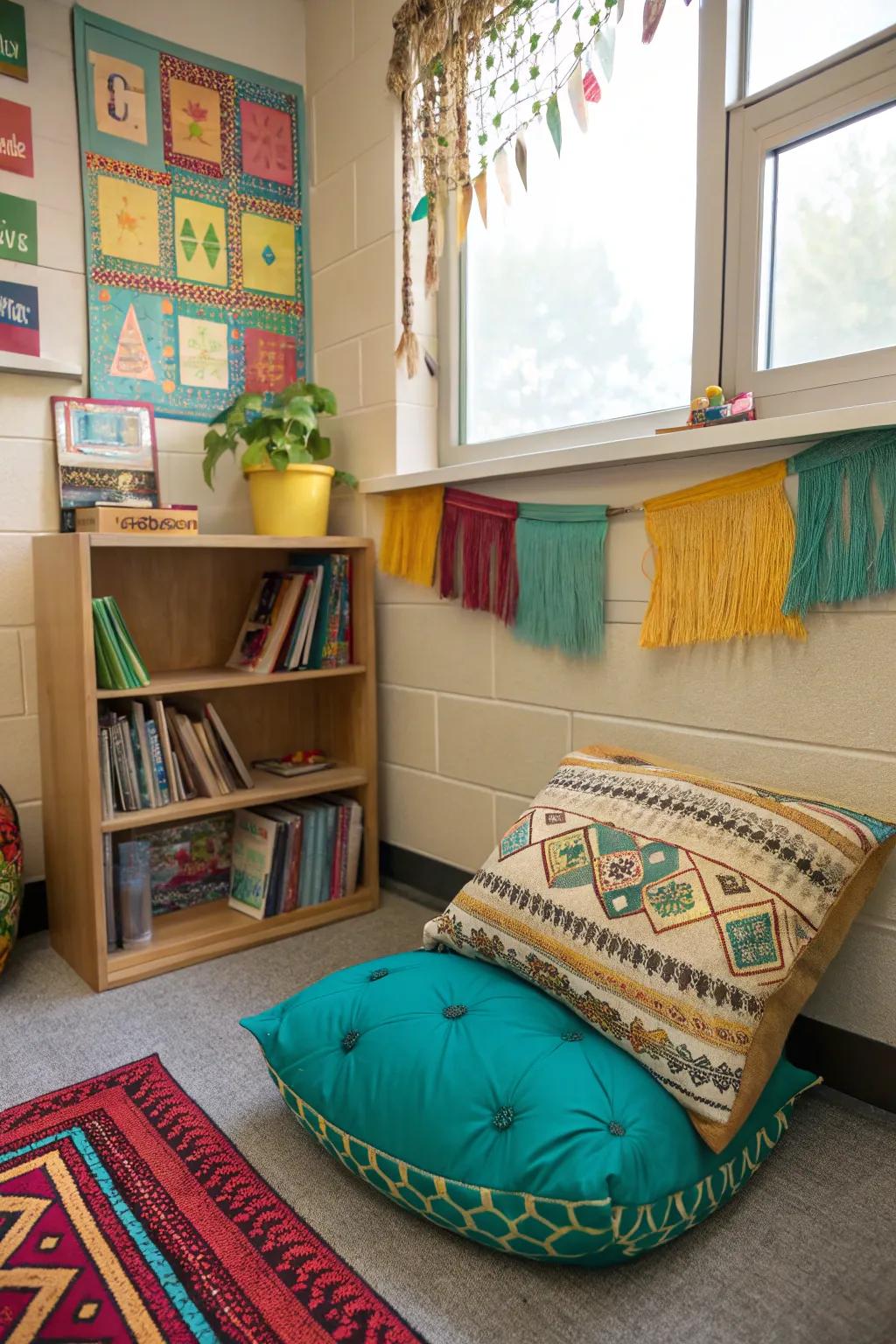 Celebrate diversity with cultural elements in your reading corner. 🌍📖 #DiverseDesign #ClassroomCulture