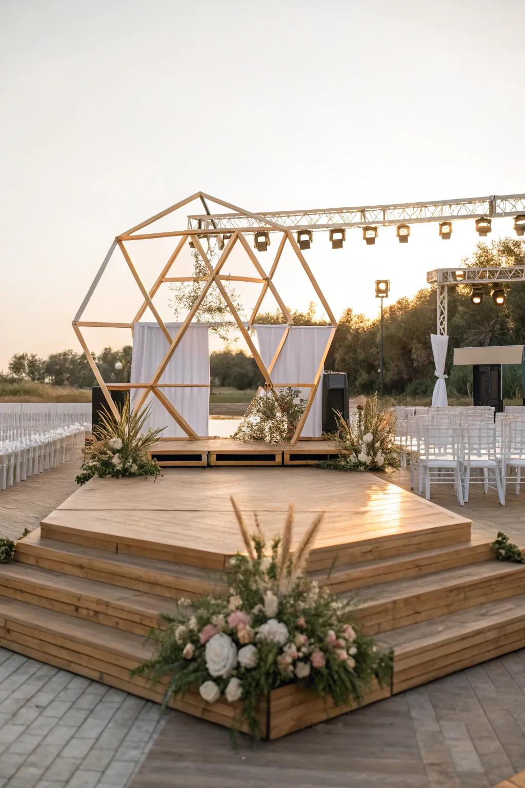 Surprising shapes and modern designs create a wow-factor on your wedding stage. 🔺 #ModernWedding #UniqueDesign