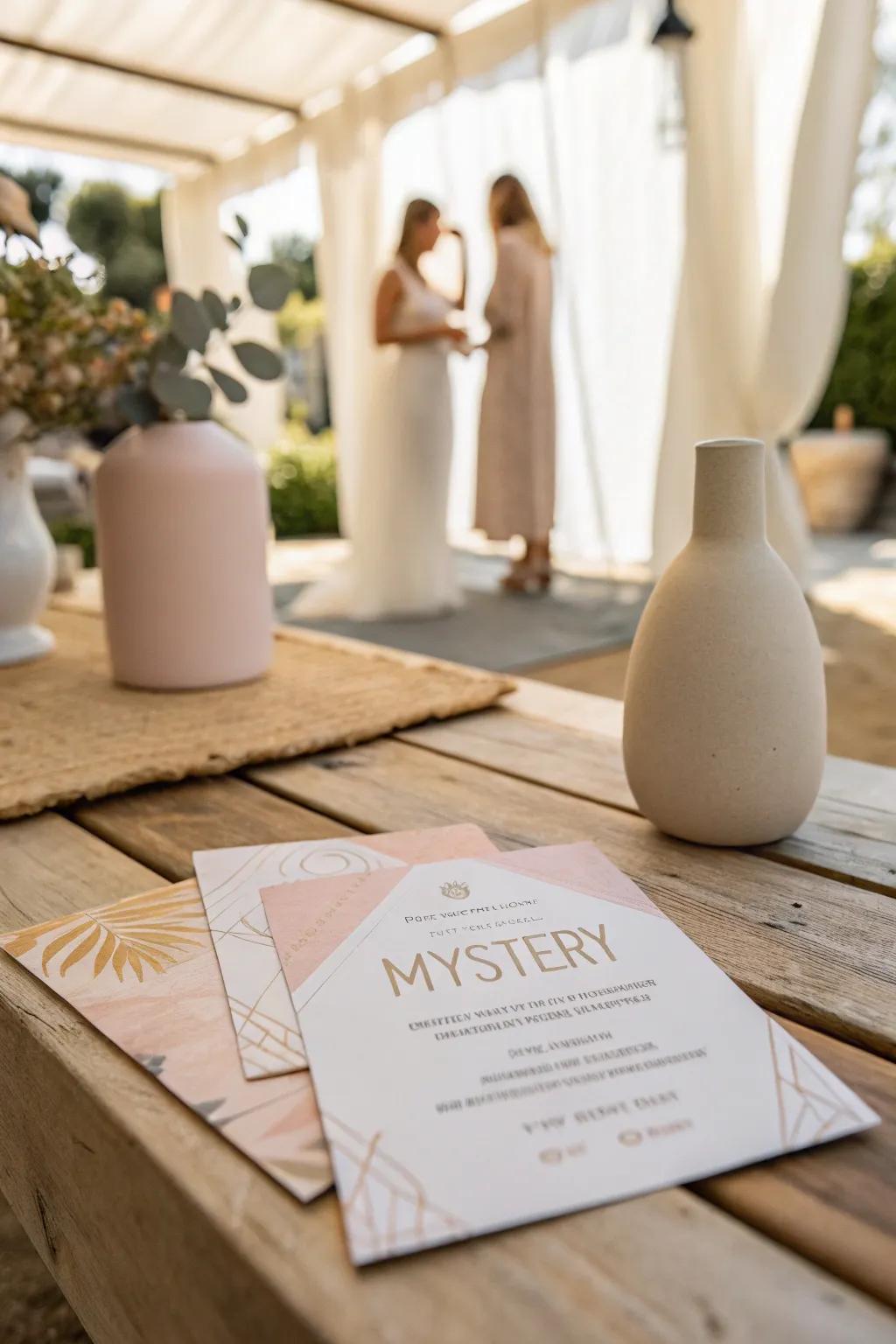 Create intrigue with mystery-themed invitations that promise surprises. 🔍🎉 #MysteryParty