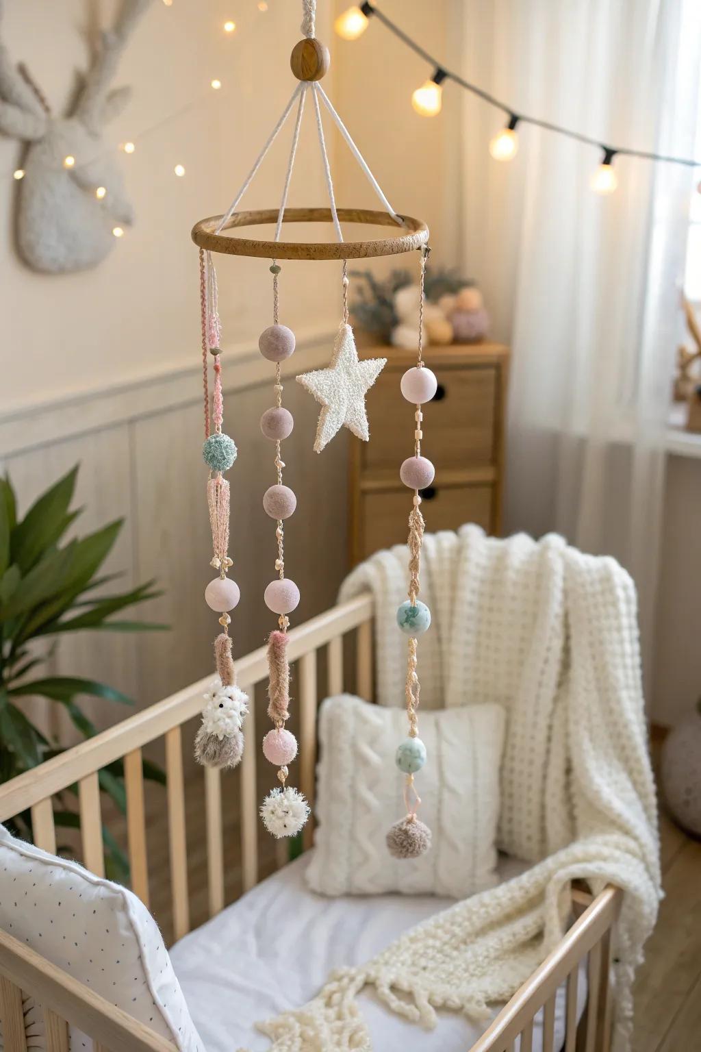 Handcrafted mobiles provide whimsical charm and soothe your baby's imagination.