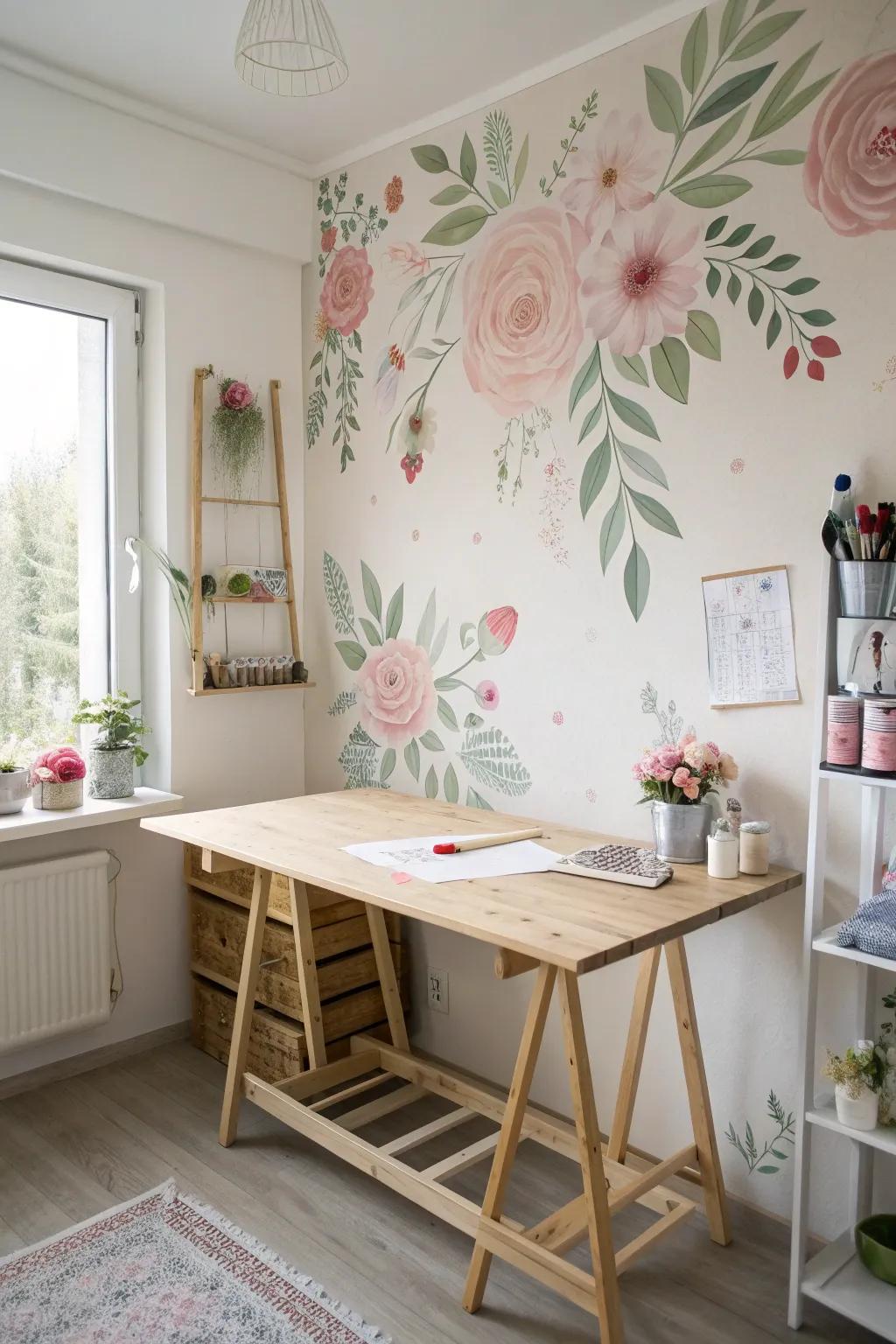 Bring nature indoors with delicate floral themes, adding elegance and charm to your craft room.