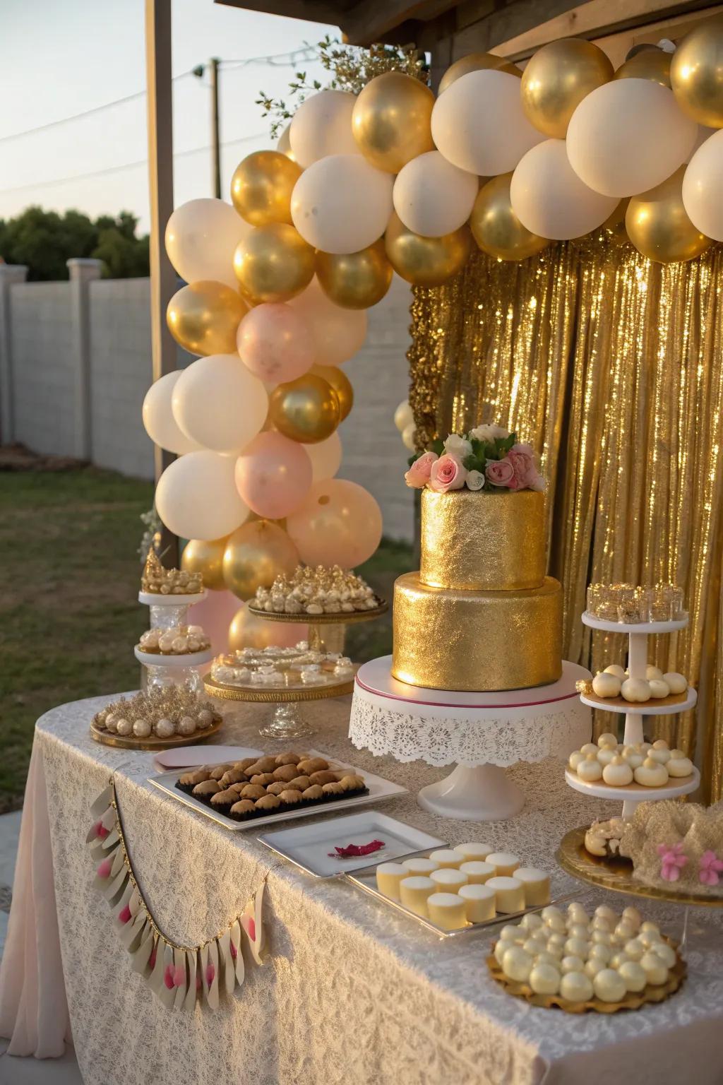 Indulge in a golden dessert spread that looks as good as it tastes.