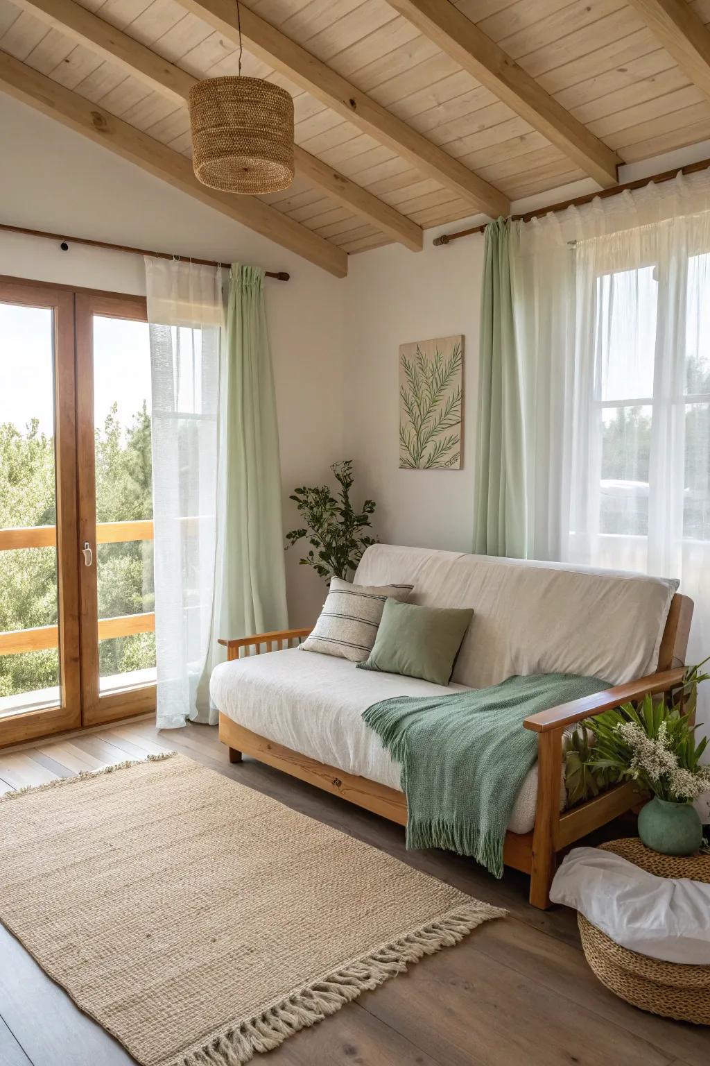 Innovative design meets space efficiency in a foldable armrest sofa bed.