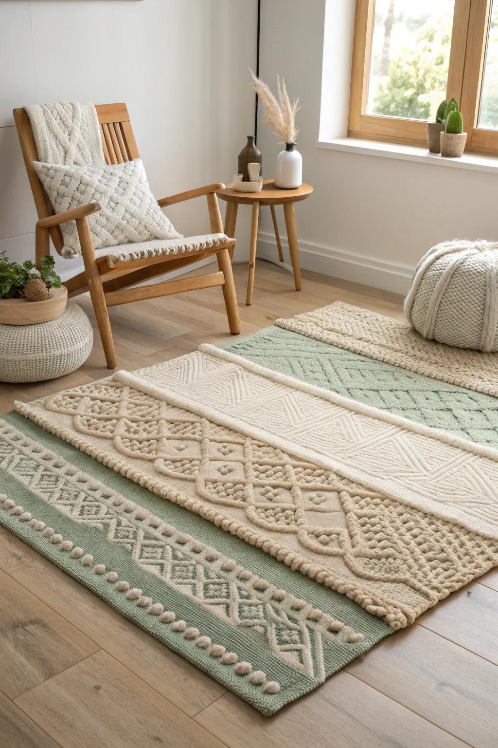 Unleash your creativity with DIY rug layers, crafting a space that's uniquely yours.