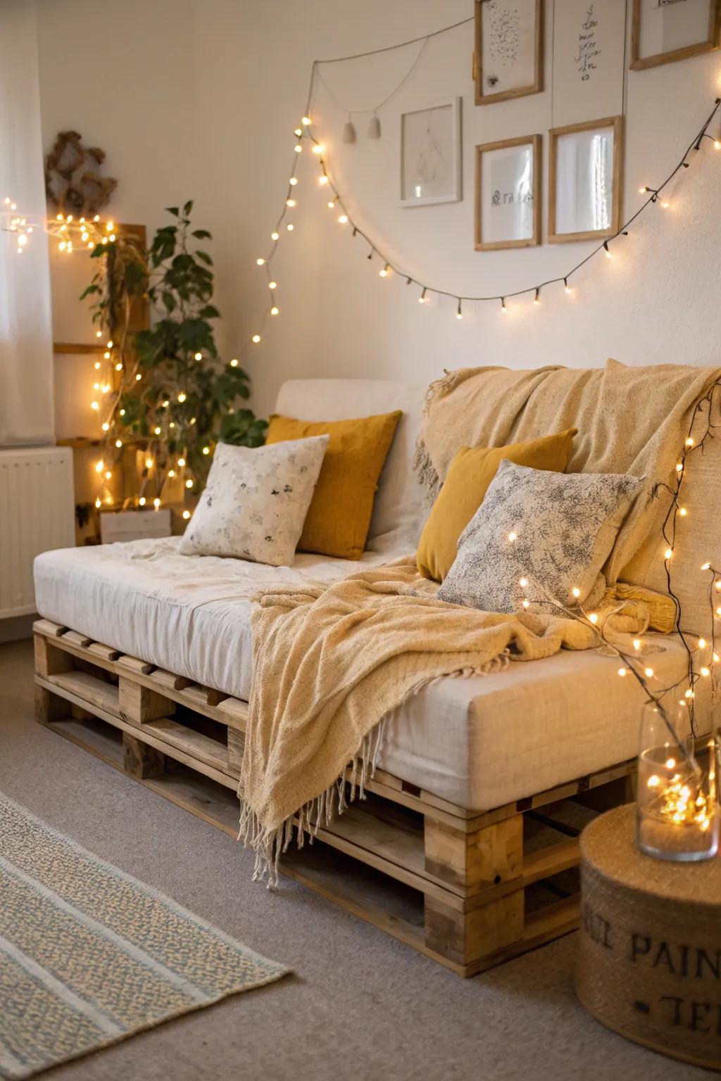 Add a sprinkle of magic to your living room with whimsical fairy lights. ✨ #FairyLights #MagicalSpaces