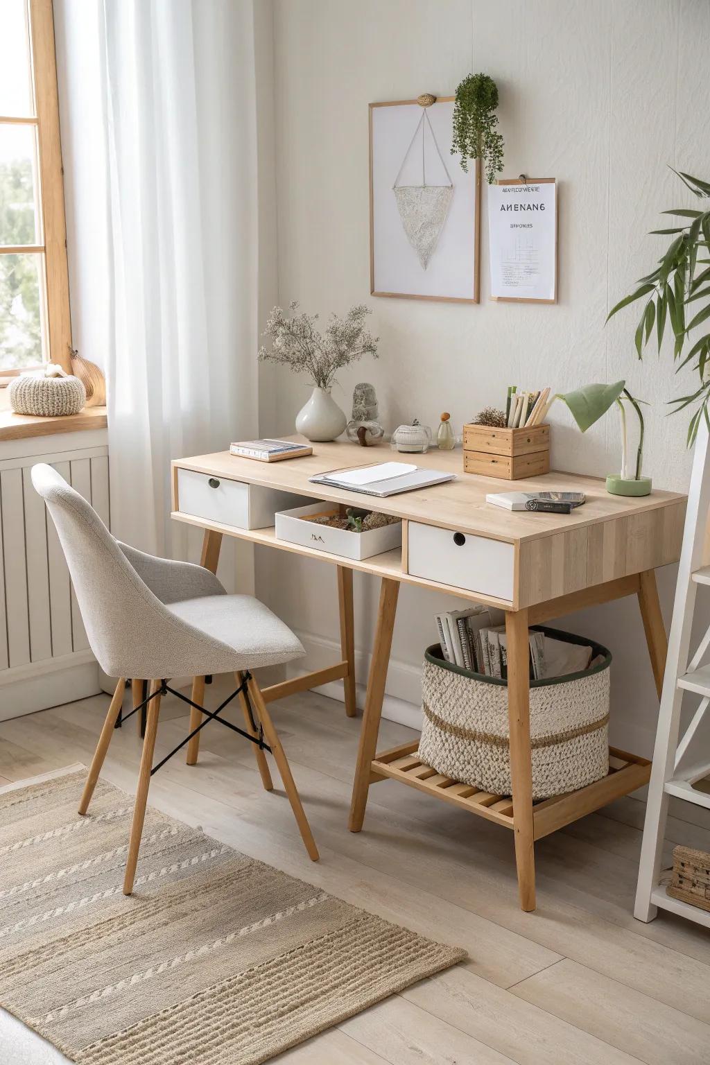 Keep essentials close yet hidden with smart under-desk storage.