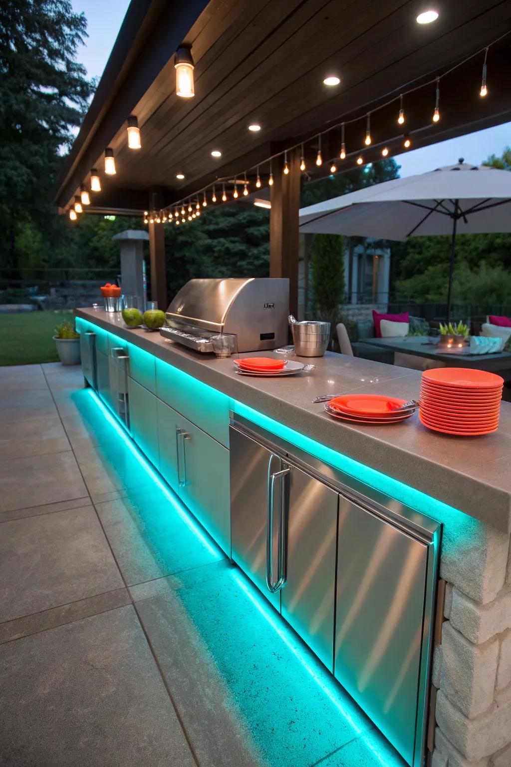 Cook in style with under-counter LED lighting. #OutdoorKitchen #LEDStyle