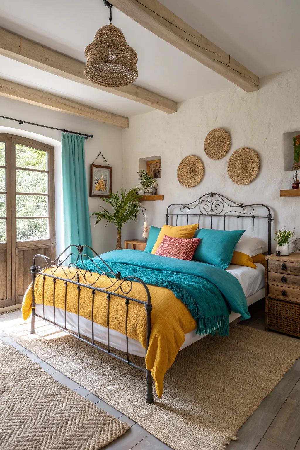 Embrace earthy elements, where natural textures and wrought iron create a serene, grounded retreat.