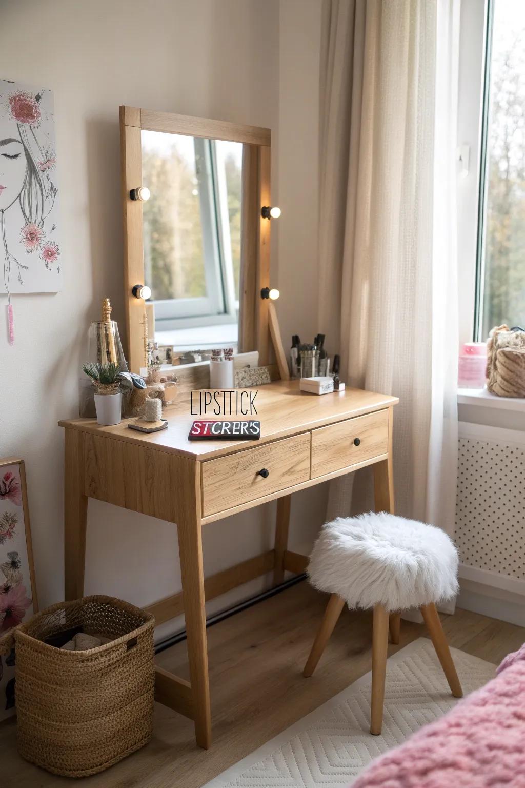 Bring a touch of glamour to your vanity with chic lipstick stickers.