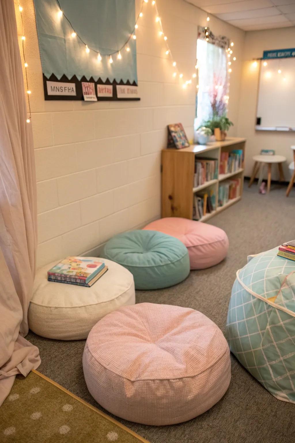 Flexible seating keeps your reading corner dynamic and engaging.