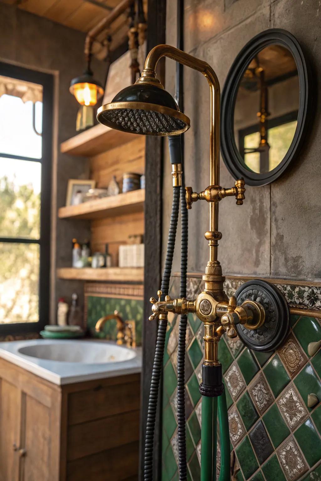 Create a unique ambiance by blending vintage charm with industrial chic in your faucet design.