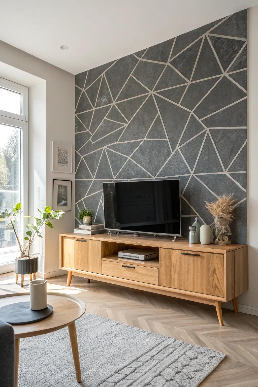 Add a modern twist with geometric shapes that bring architectural interest to your slate wall.