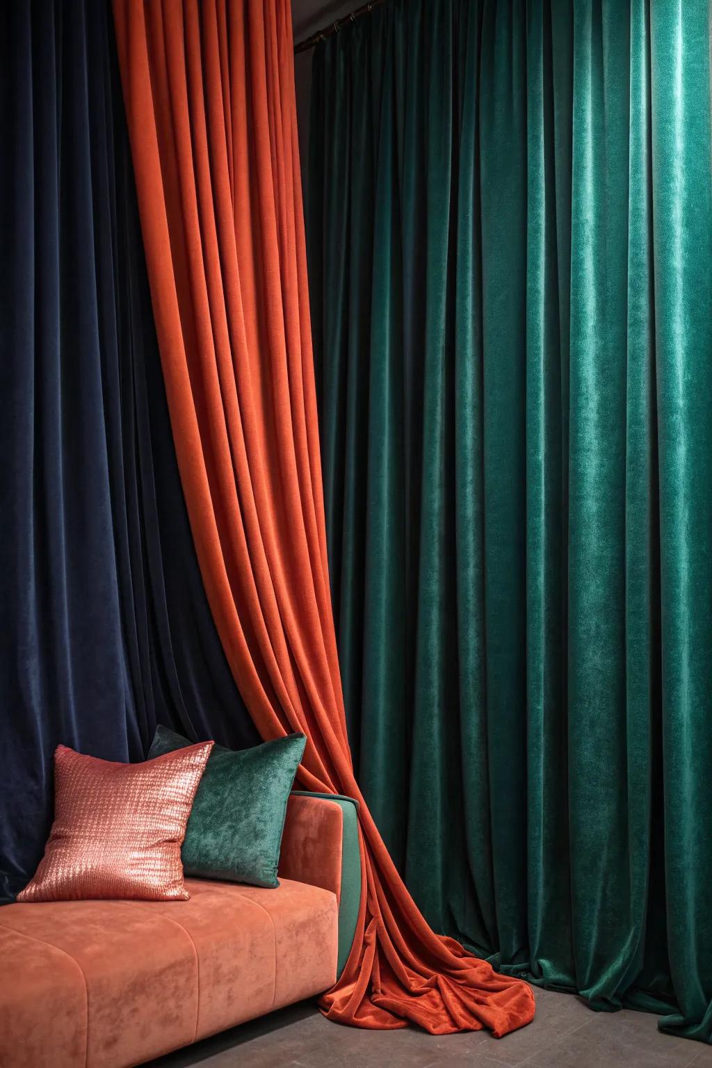 Create a sophisticated ambiance with dark, dramatic curtains that add depth and intrigue to your space.