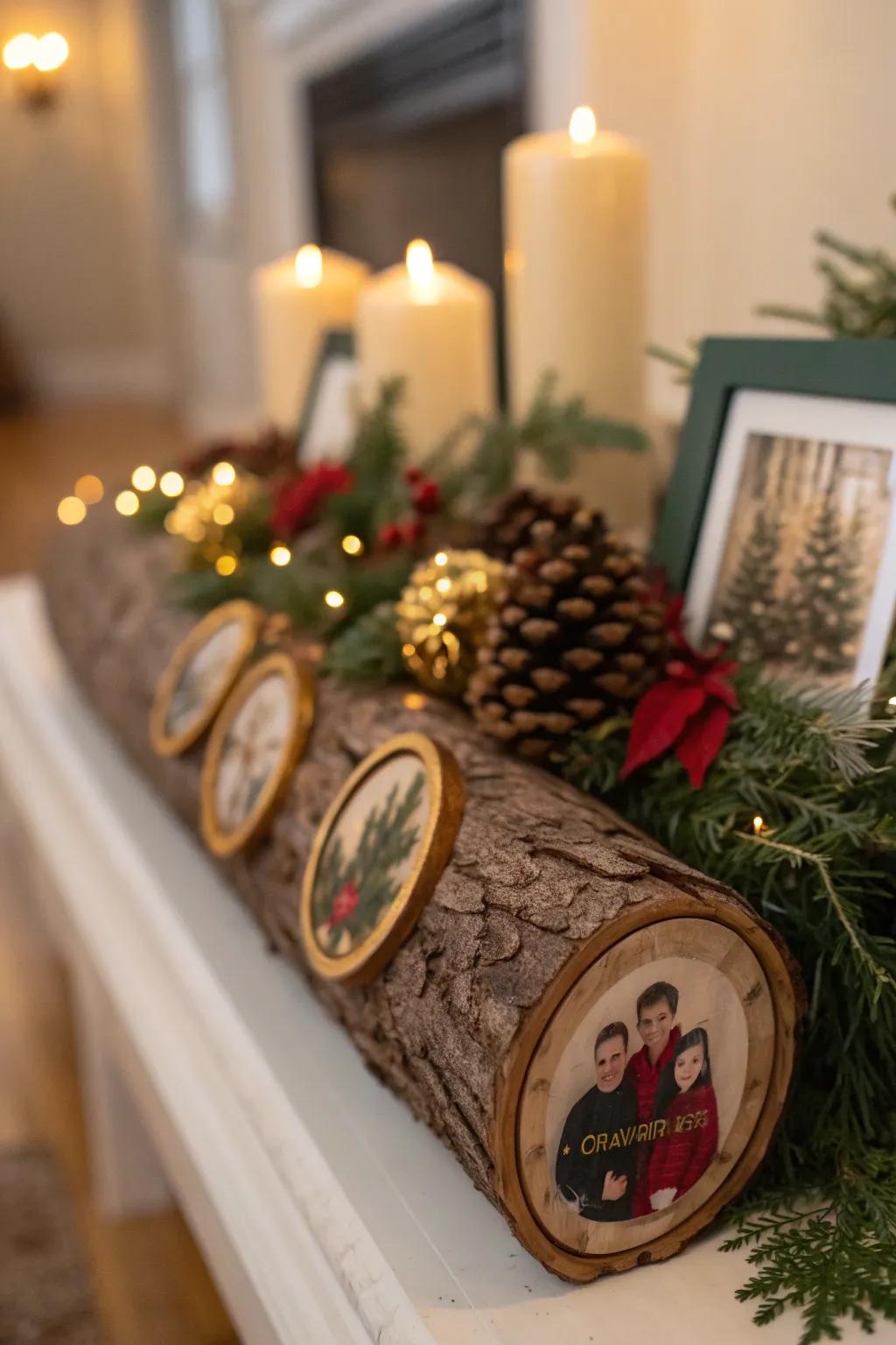 Add a personal touch to your yule log with meaningful elements that tell your story.