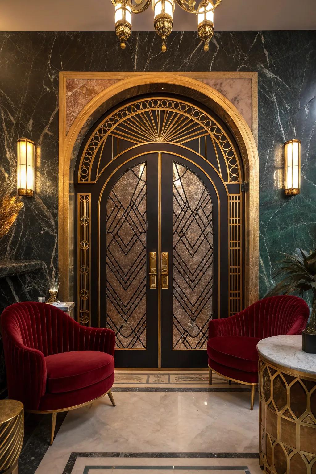 Step back in time with Art Deco arches that exude luxury and sophistication. #ArtDecoStyle #GlamorousInteriors #VintageVibes