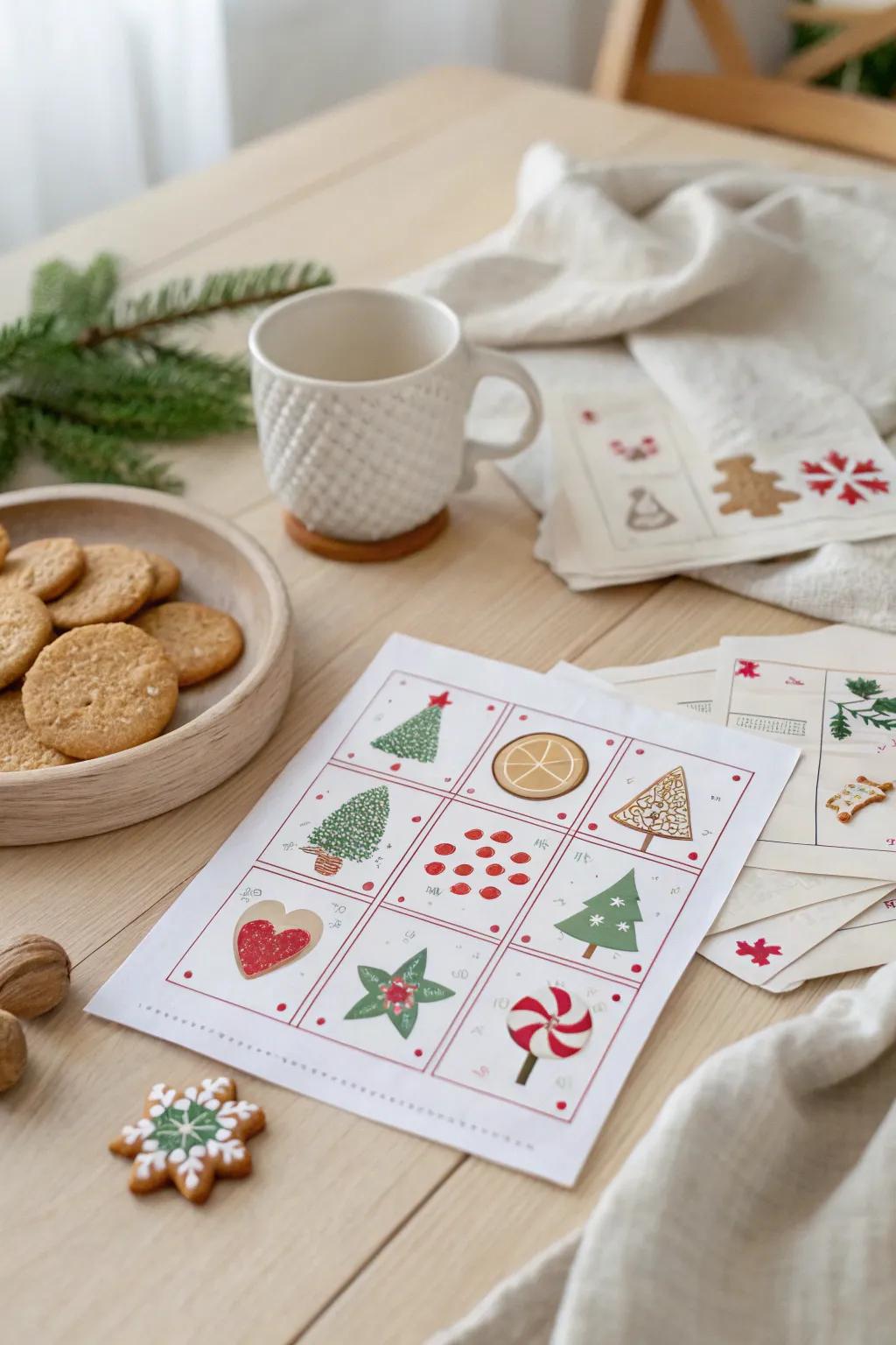 Combine the joy of baking and playing with Christmas cookie-themed bingo cards.