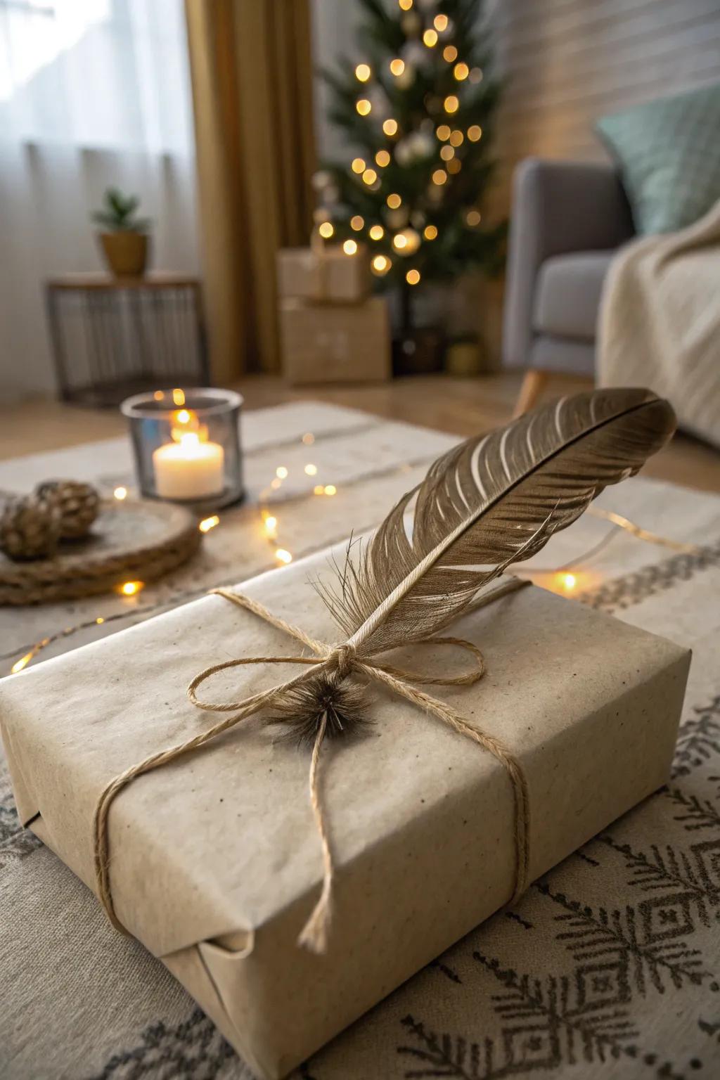 Elevate your gift-giving with feather-decorated packages that delight.