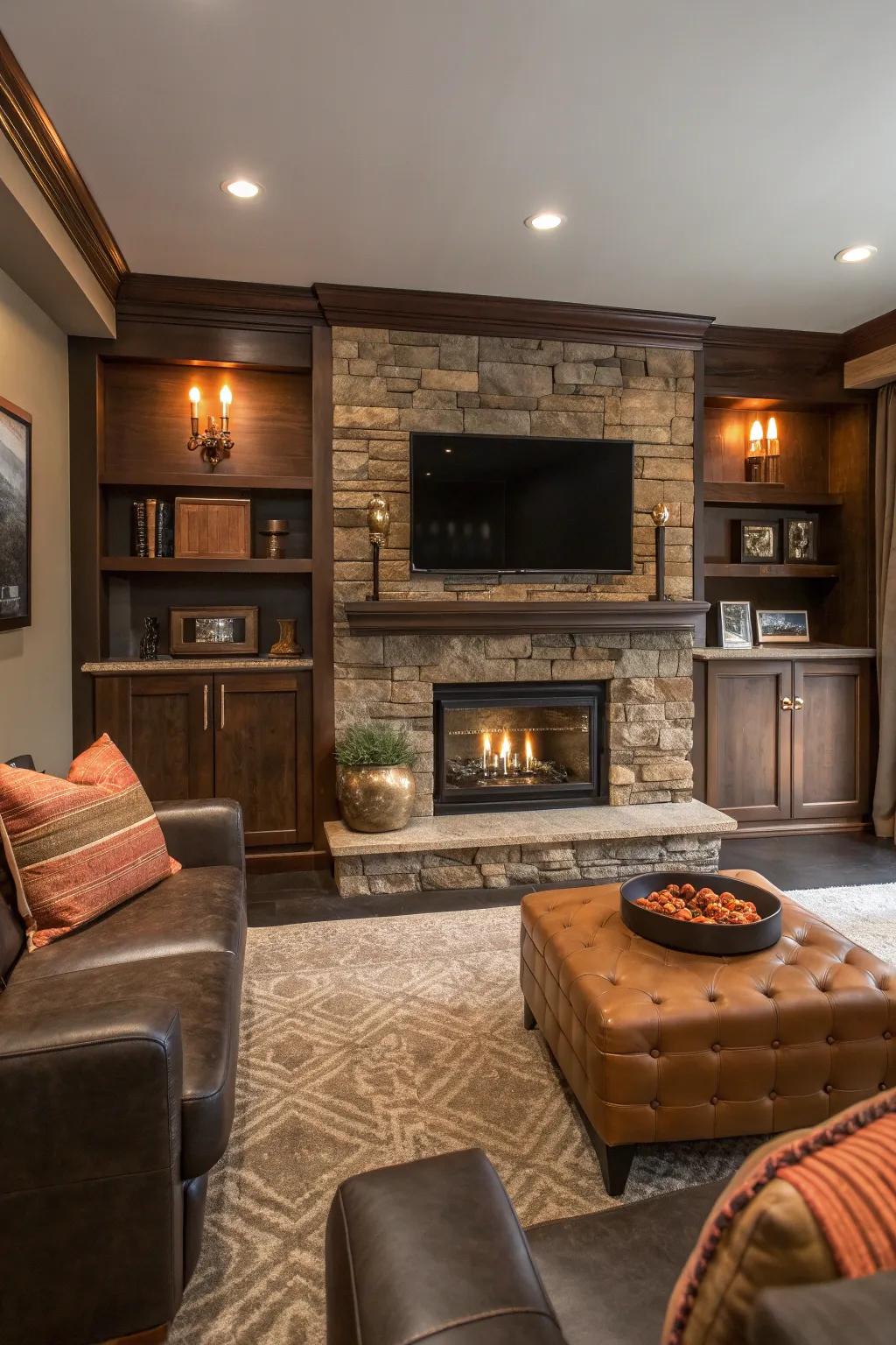 Smart technology enhances comfort and convenience in your hearth room. 🔊💡 #SmartHome #ModernLiving