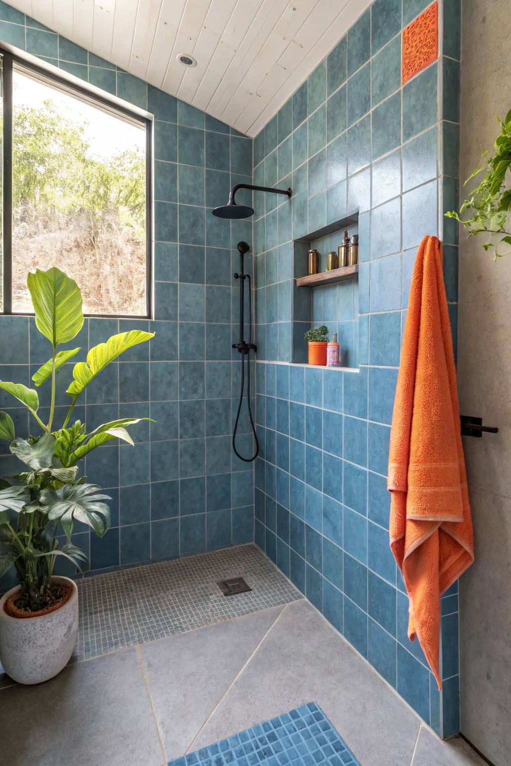 Achieve modern minimalism with concrete-look tiles for a chic industrial vibe.