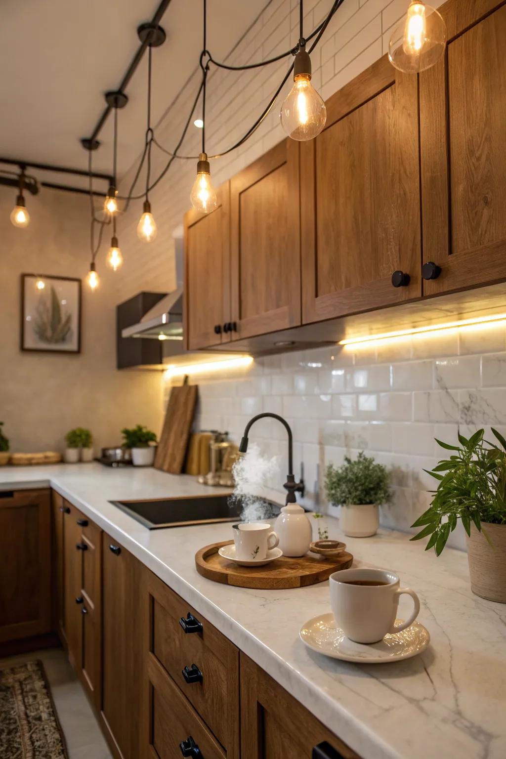 Dimmable LEDs offer versatile lighting options, perfect for every kitchen moment. 💡 #DimmableLighting #KitchenInnovation #DesignTrends
