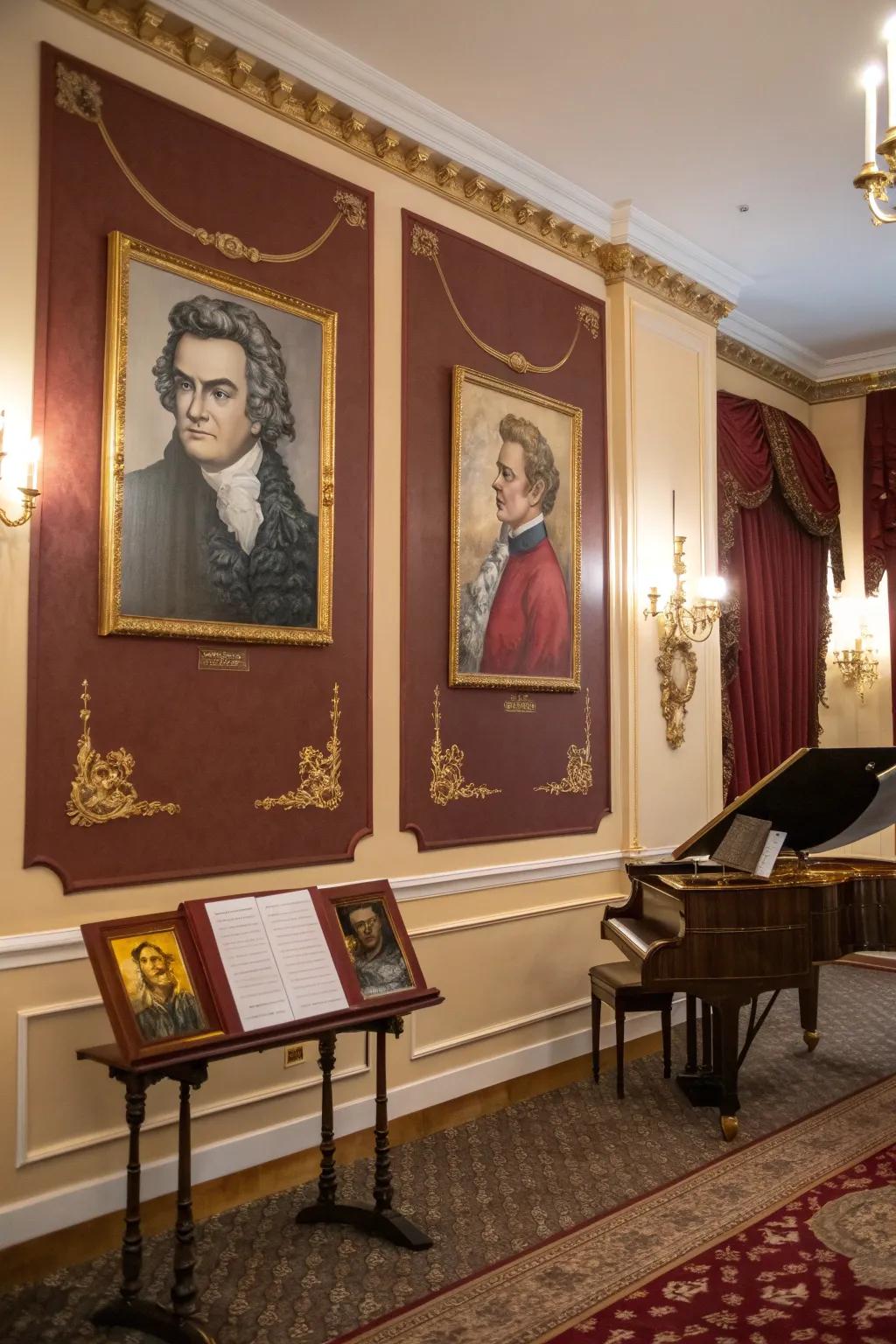 Celebrate musical legends with a tribute mural that honors the timeless genius of classical composers.