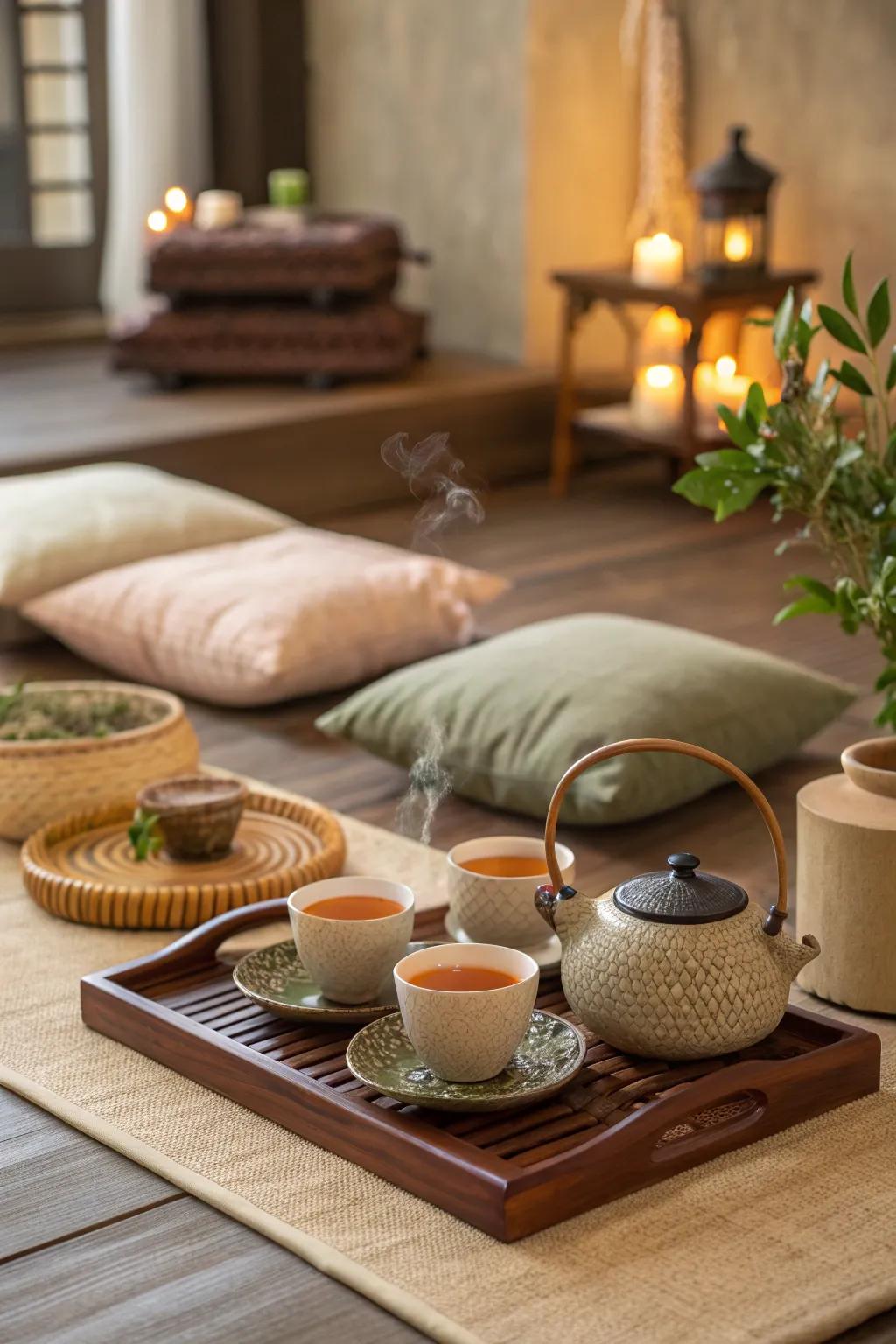 Find your peace with a calming zen tea party that soothes the soul. 🍵 #TeaTime #Relaxation