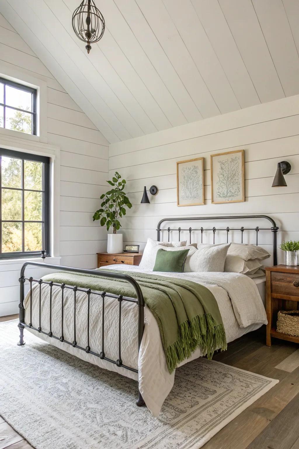 Discover the charm of modern farmhouse style, where shiplap and wrought iron create a cozy, contemporary retreat.