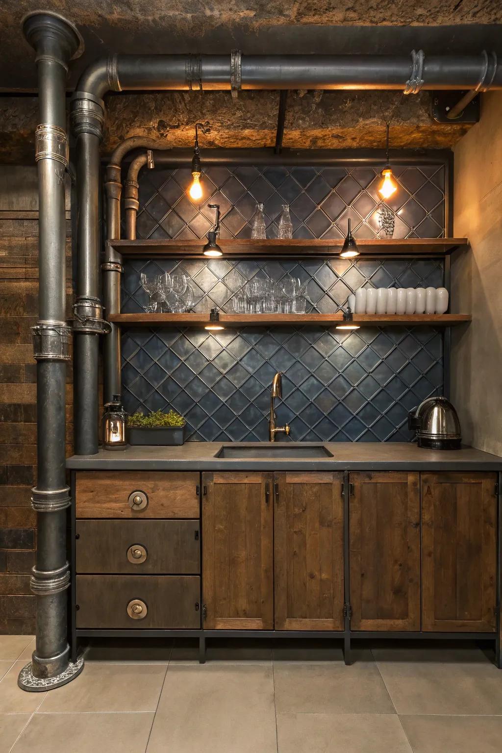 Blend rustic and industrial styles with a <strong>tin backsplash</strong>, for a kitchen that’s chic and inviting. 🏠 #IndustrialChic #KitchenFusion” loading=”lazy” class=”pimg”>
	</picture><figcaption>Blend rustic and industrial styles with a <strong>tin backsplash</strong>, for a kitchen that’s chic and inviting. 🏠 #IndustrialChic #KitchenFusion</figcaption></figure>
<p>Combine rustic tin with industrial elements like exposed pipes and metal fixtures for a unique hybrid style. This blend creates a kitchen that’s both chic and approachable.</p>
<h3>Possibly helpful picks:</h3>
<ul class=