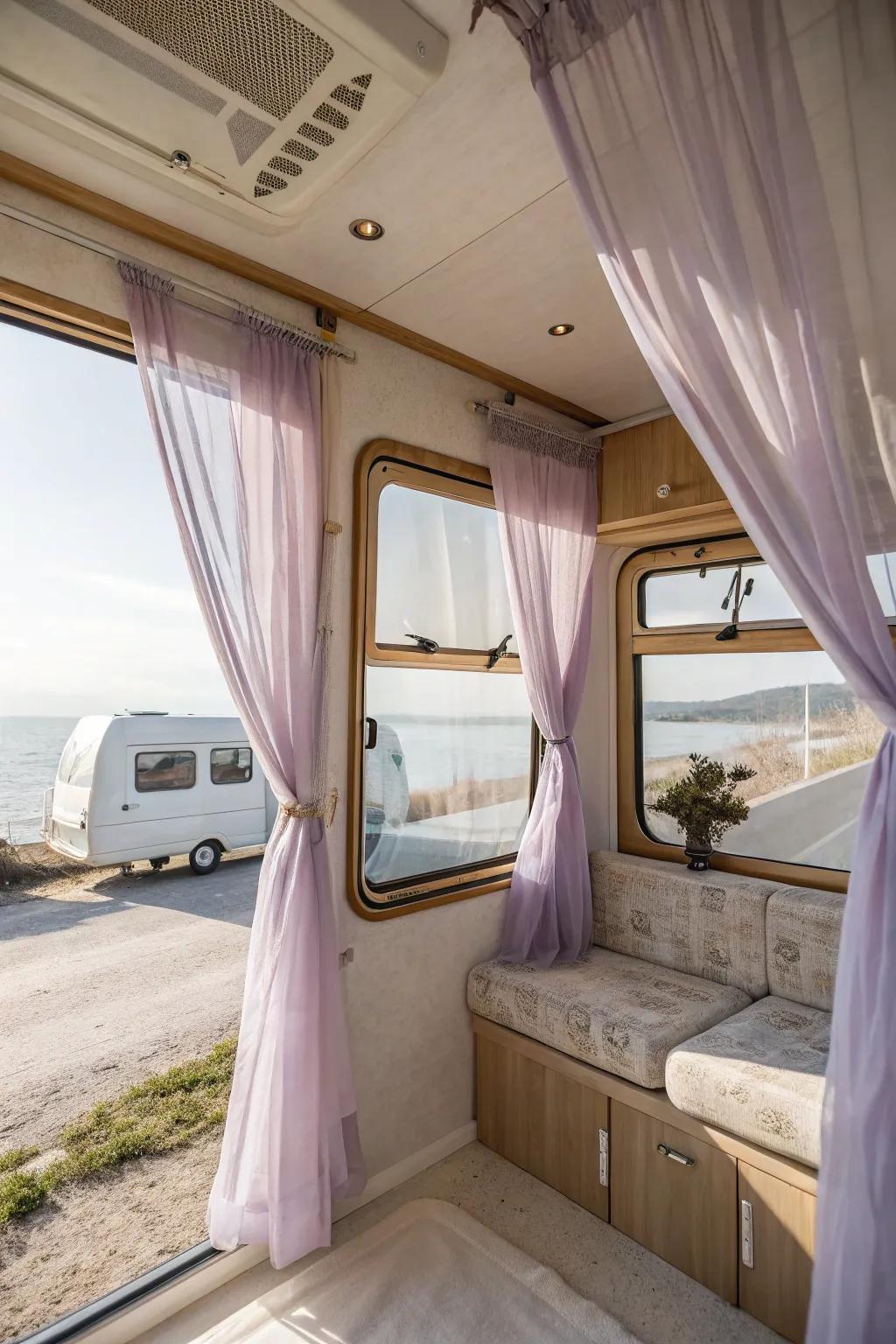 Sheer valances offer a touch of elegance and softness to your RV interior.