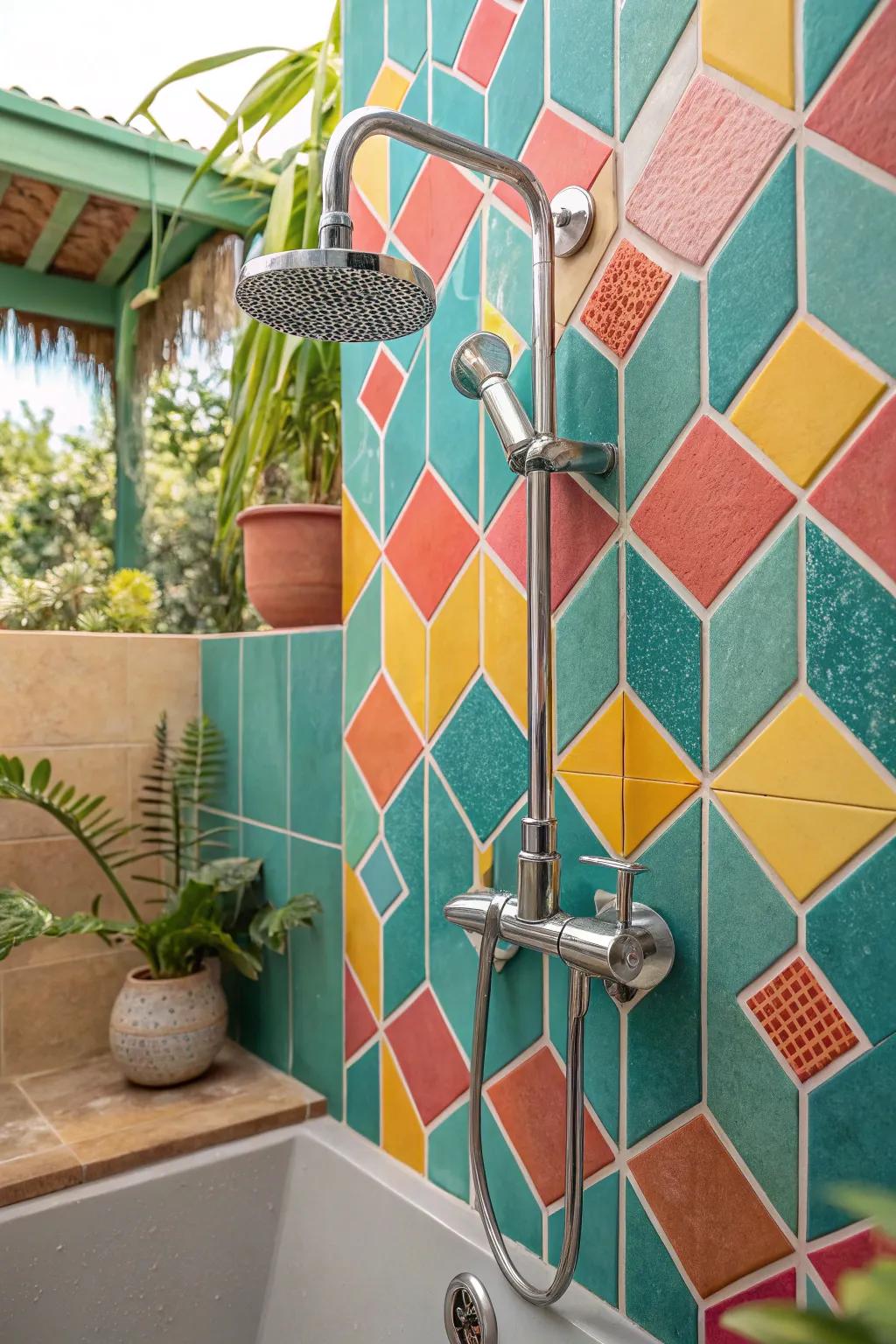 Add modern flair with geometric designs that bring depth and contemporary style to your bathroom.