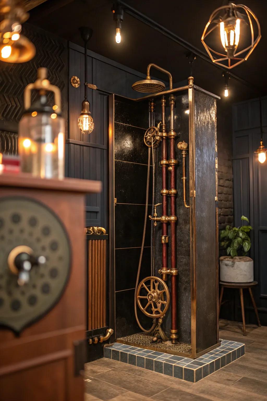 Express your personality with steampunk art that transforms your shower into a masterpiece. 🎨 #ArtisticExpression #SteampunkArt