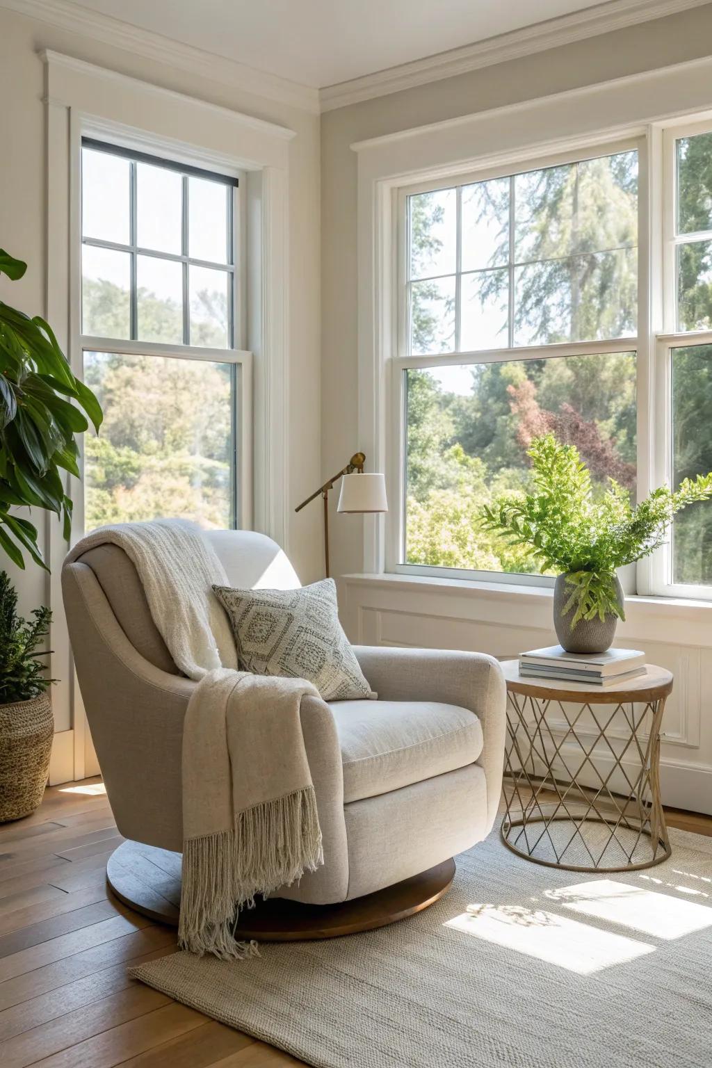 Bask in natural light with perfectly positioned swivel chairs.