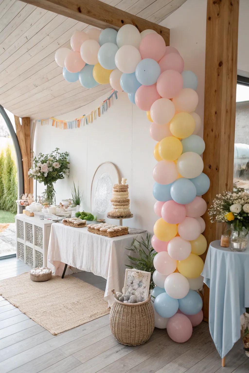Embrace the classic charm of pastel hues for a timeless baby shower ambiance.