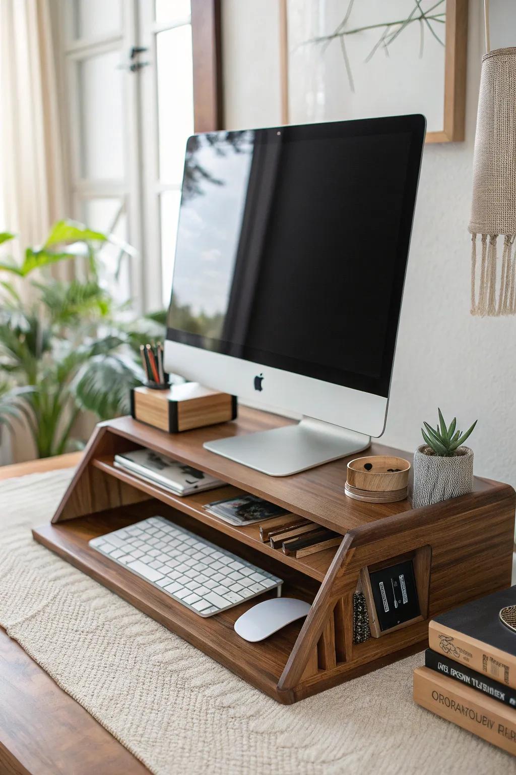 Lift your monitor to new heights and reclaim desk space with a chic monitor stand.