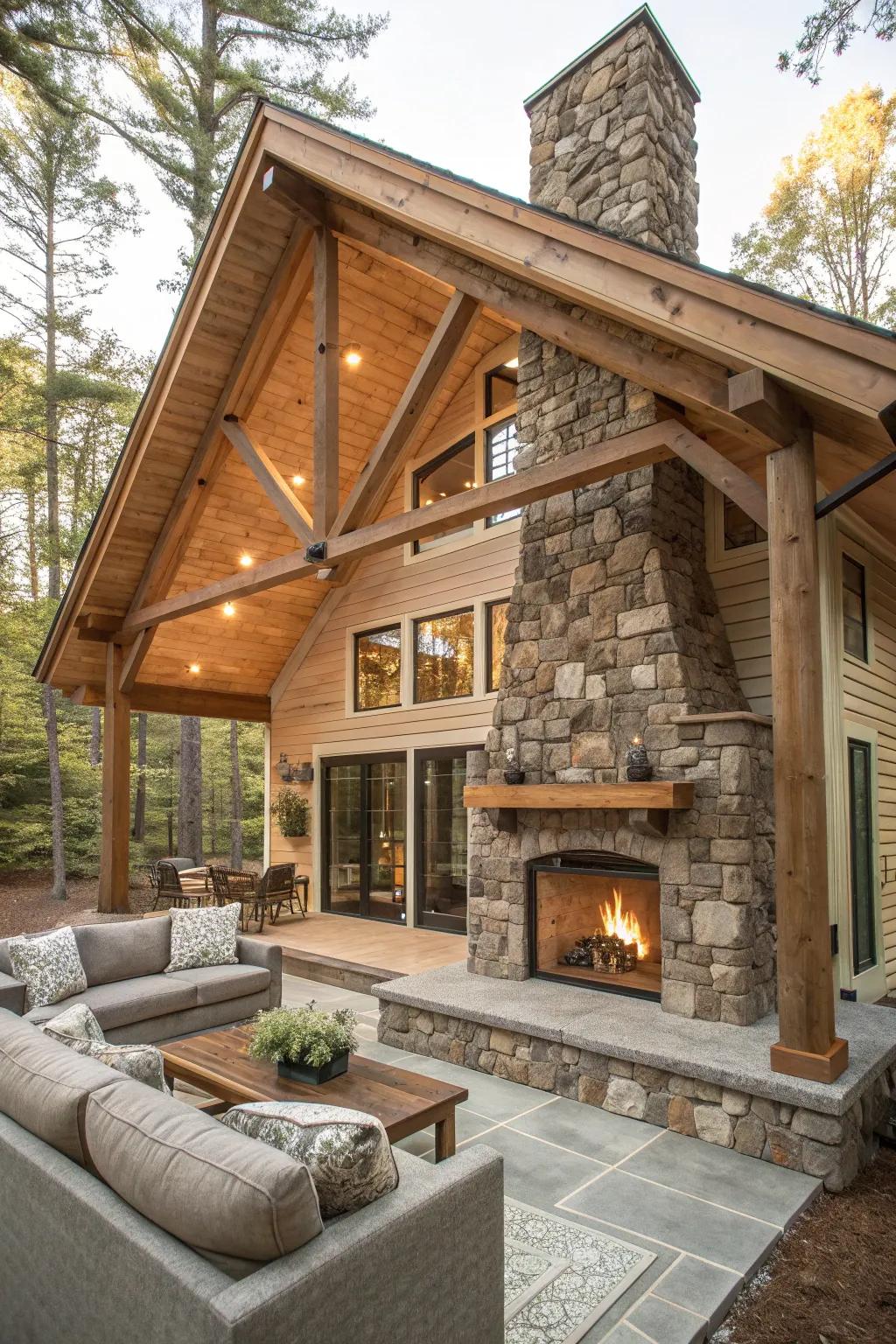 Rustic charm blends with nature for the perfect woodland retreat.