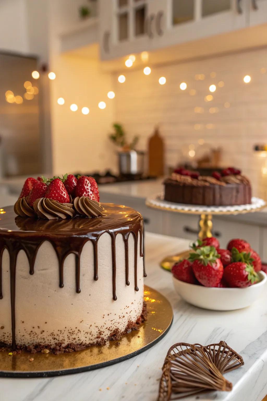 Chocolate drips add a luscious touch to your cake, making it an irresistible treat. #DripCake #ChocolateLovers