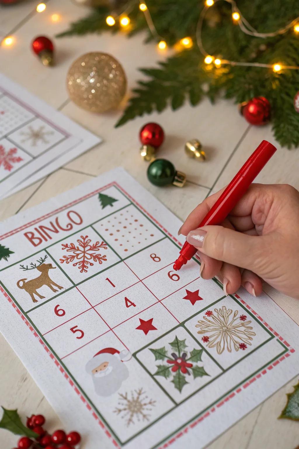 Classic Christmas symbols bring a nostalgic charm to your bingo games, perfect for family fun.